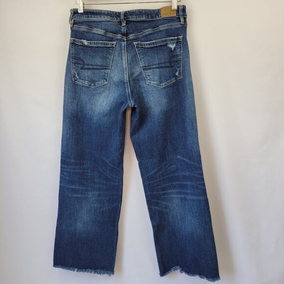 American Eagle Outfitters Wide Leg Crop Jeans Dark Wash Size 6 - Picture 4 of 13